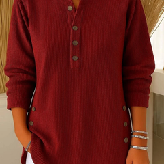 Henley Ribbed Tunic - Burgundy