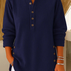 Henley Ribbed Tunic - Navy Blue