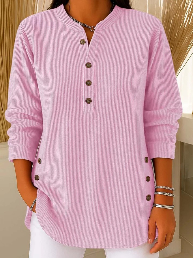 Henley Ribbed Tunic - Pink