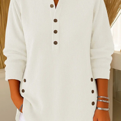 Henley Ribbed Tunic - White