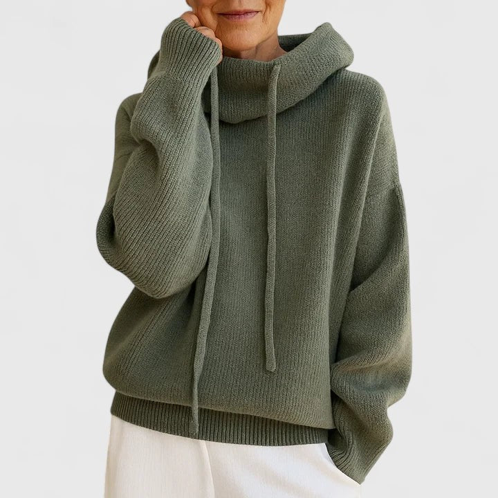 Oversized Hooded Knit Sweater - Green