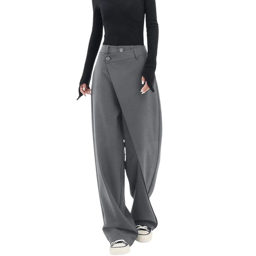 Chic Wide Leg Pants with Asymmetric Wrap Waistband