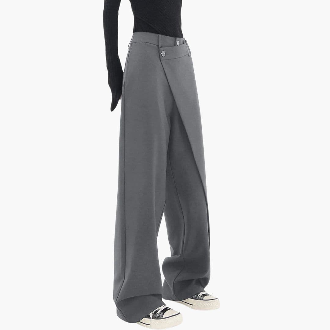 Chic Wide Leg Pants with Asymmetric Wrap Waistband