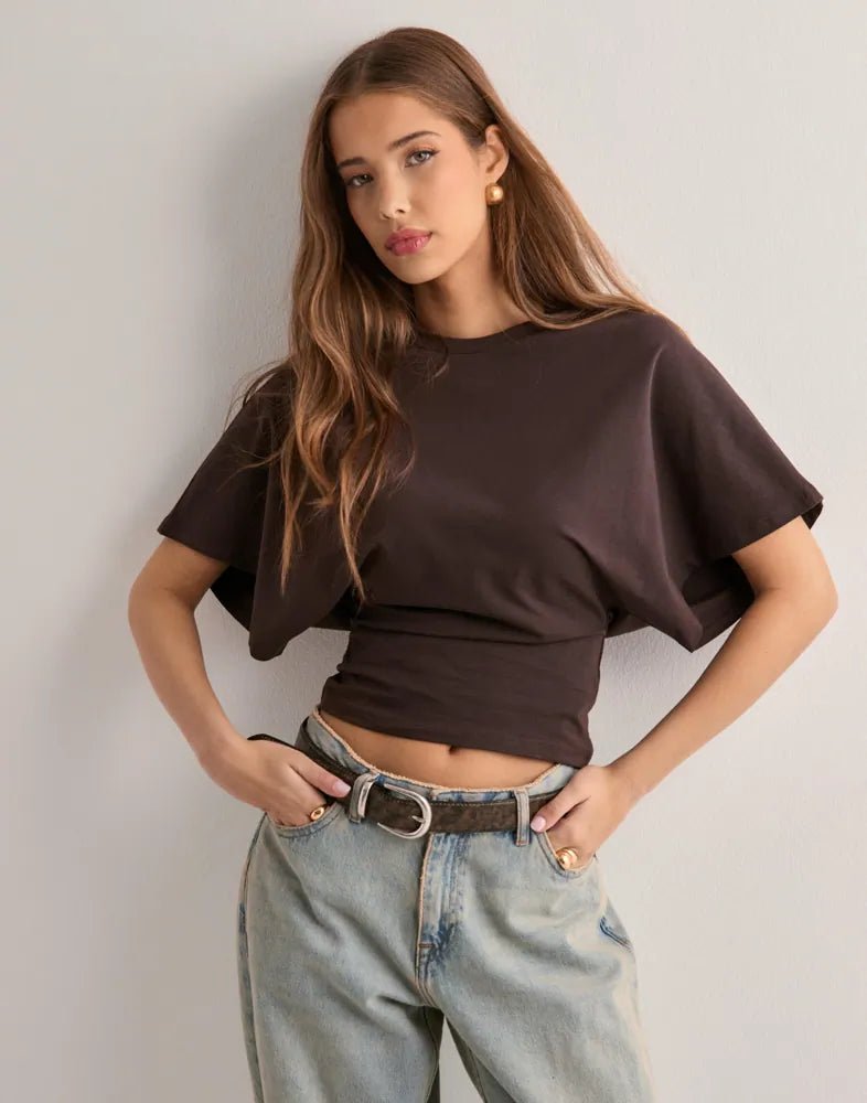 Cropped Cape Sleeve Top