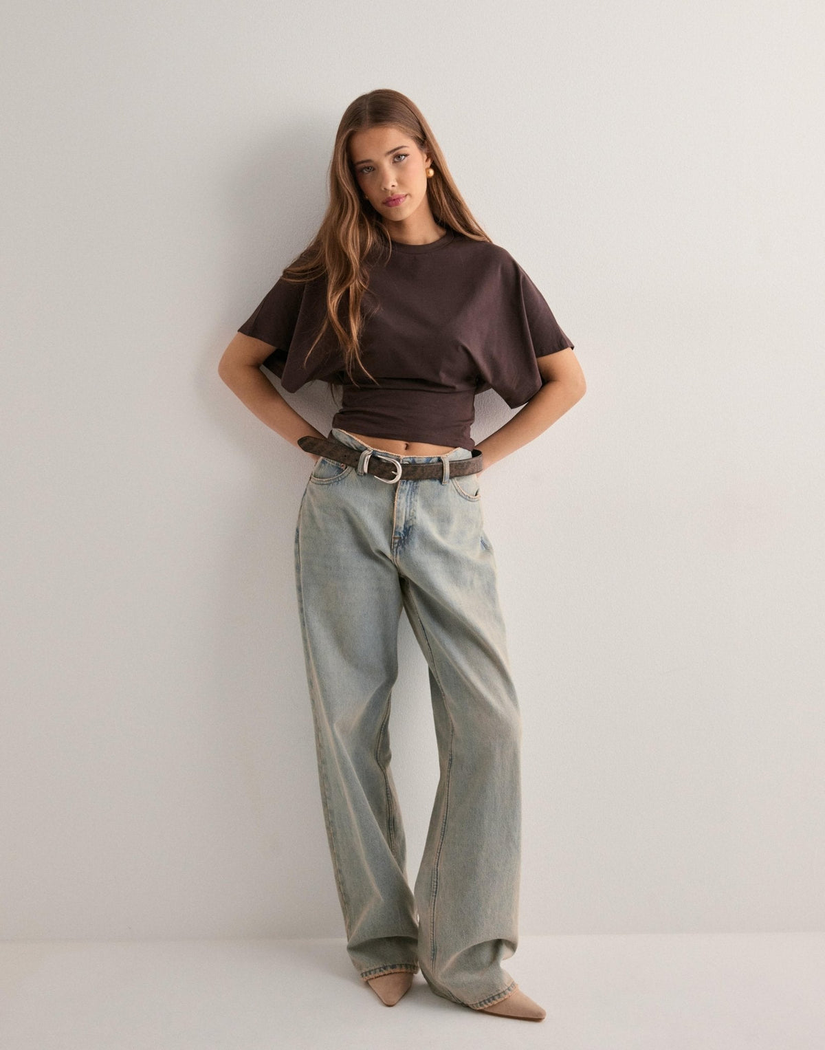 Cropped Cape Sleeve Top