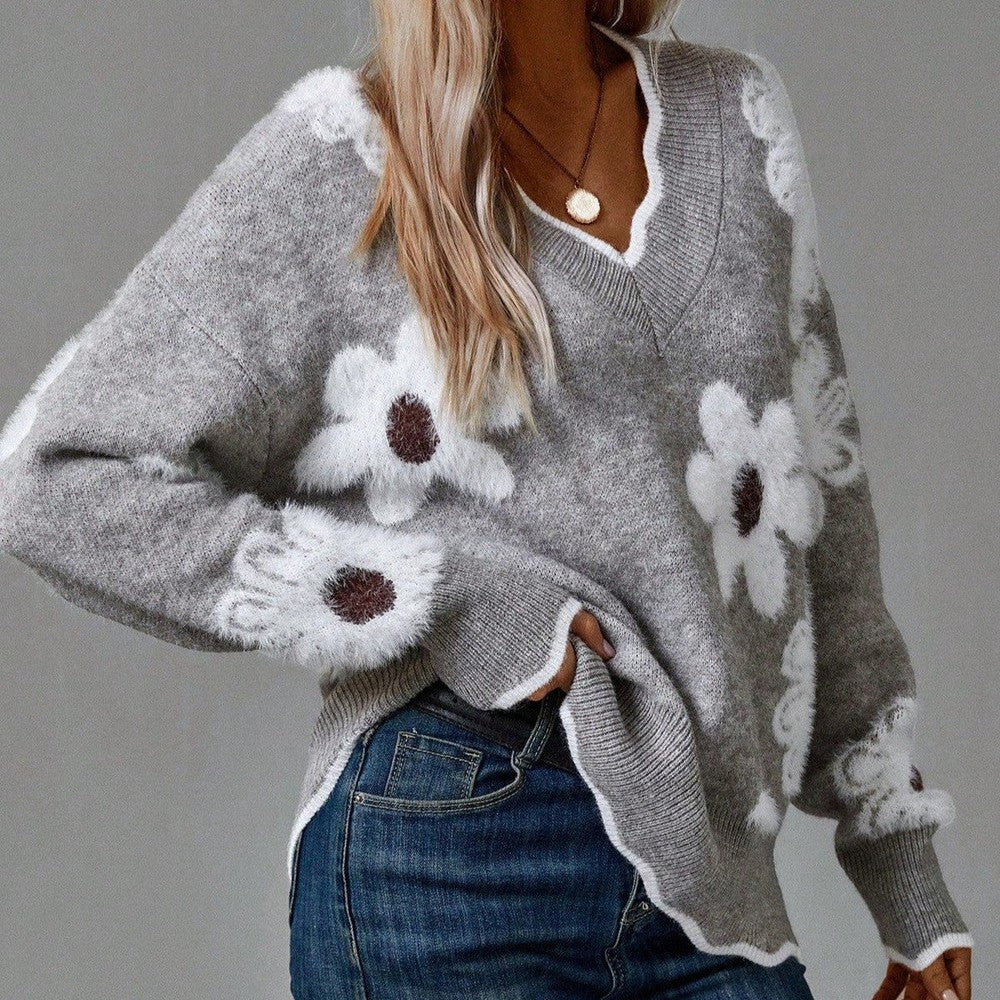 Daisy Print Knit Sweater