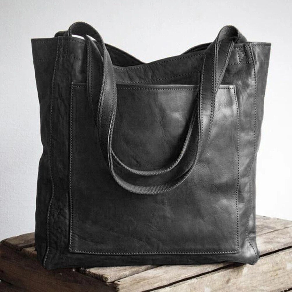 Structured Vintage Shoulder Bag with Top Handle