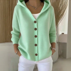 Hooded Knit Cardigan - Green
