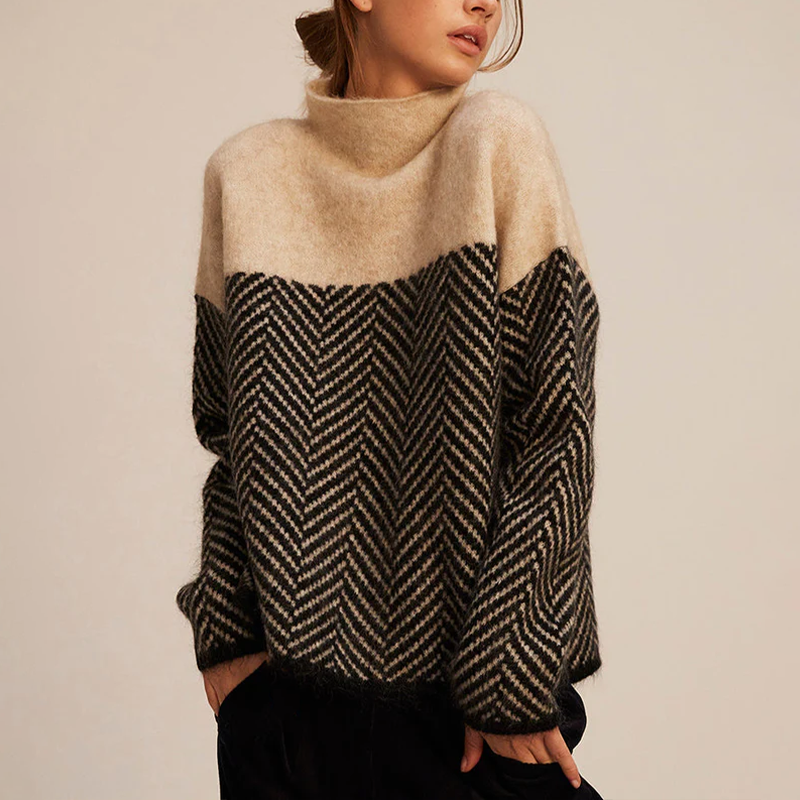 Herringbone Roll Neck Sweater