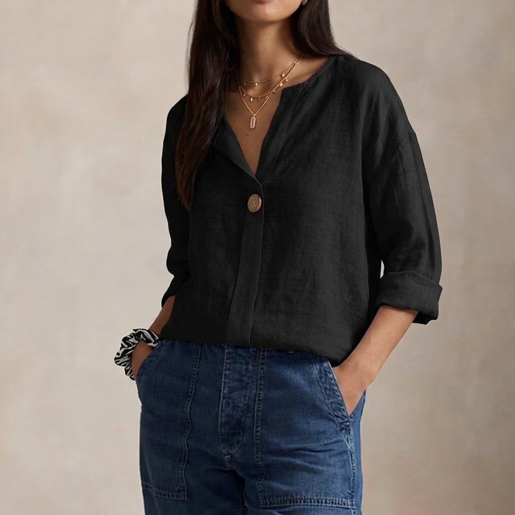 Relaxed V-Neck Blouse