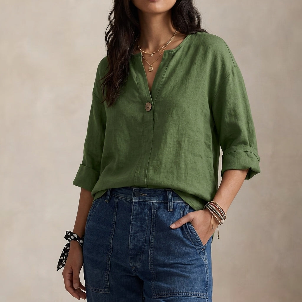 Relaxed V-Neck Blouse