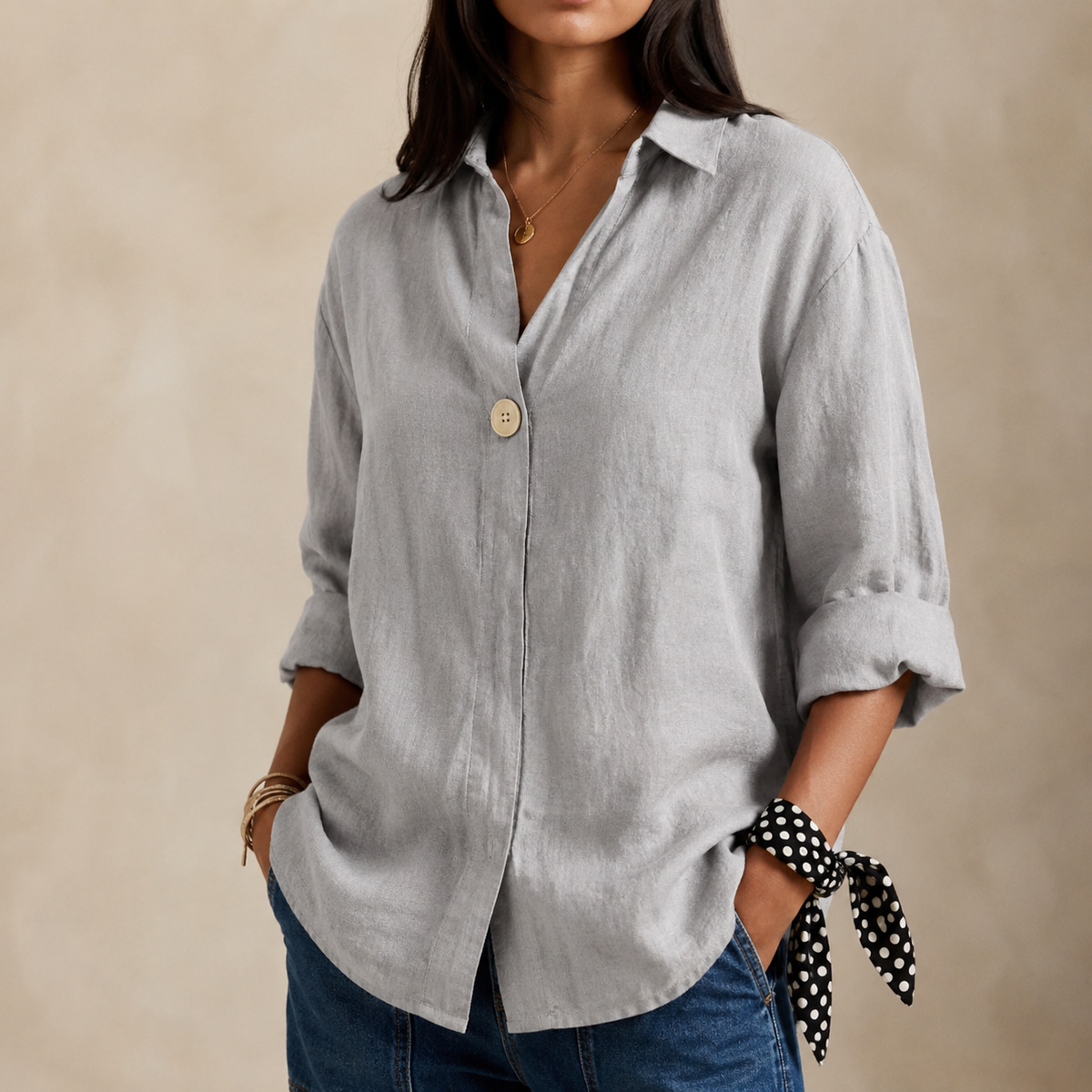 Relaxed V-Neck Blouse