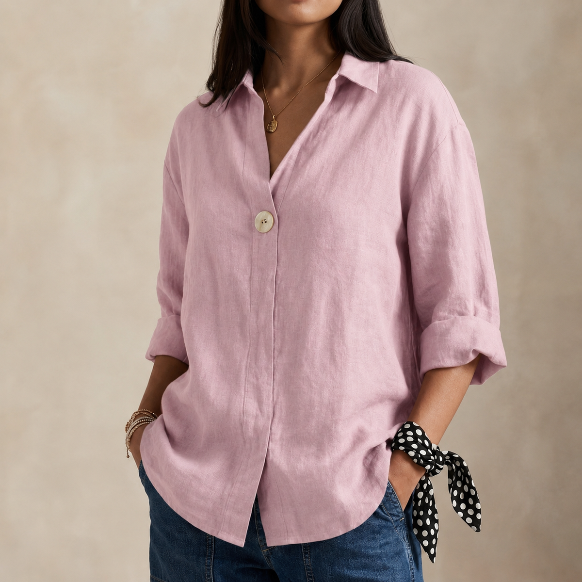 Relaxed V-Neck Blouse