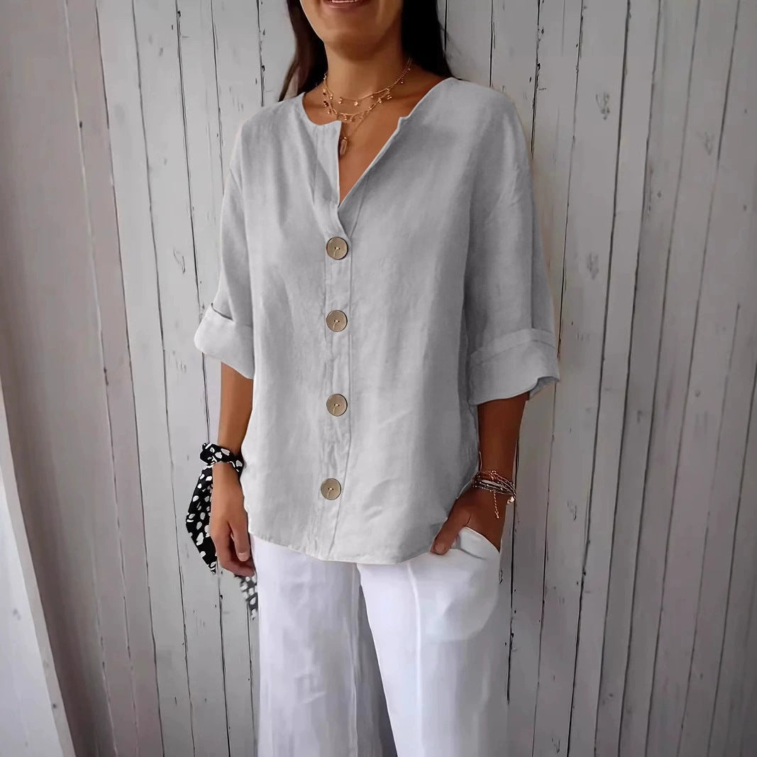 Relaxed Button-Up Blouse