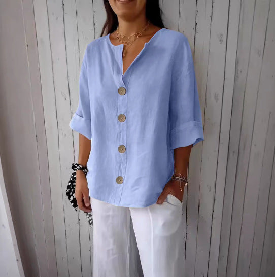 Relaxed Button-Up Blouse