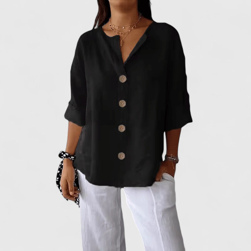 Relaxed Button-Up Blouse