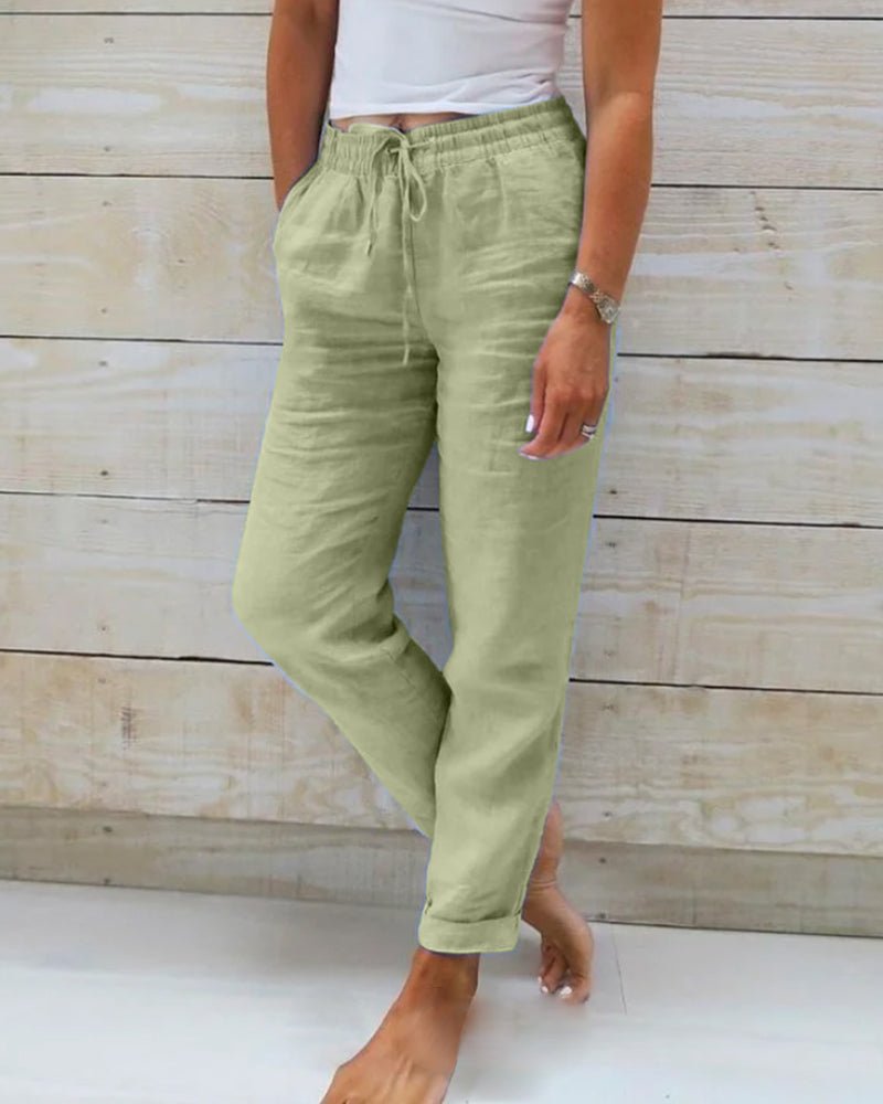 Relaxed Straight Leg Pants with Drawstring Waist