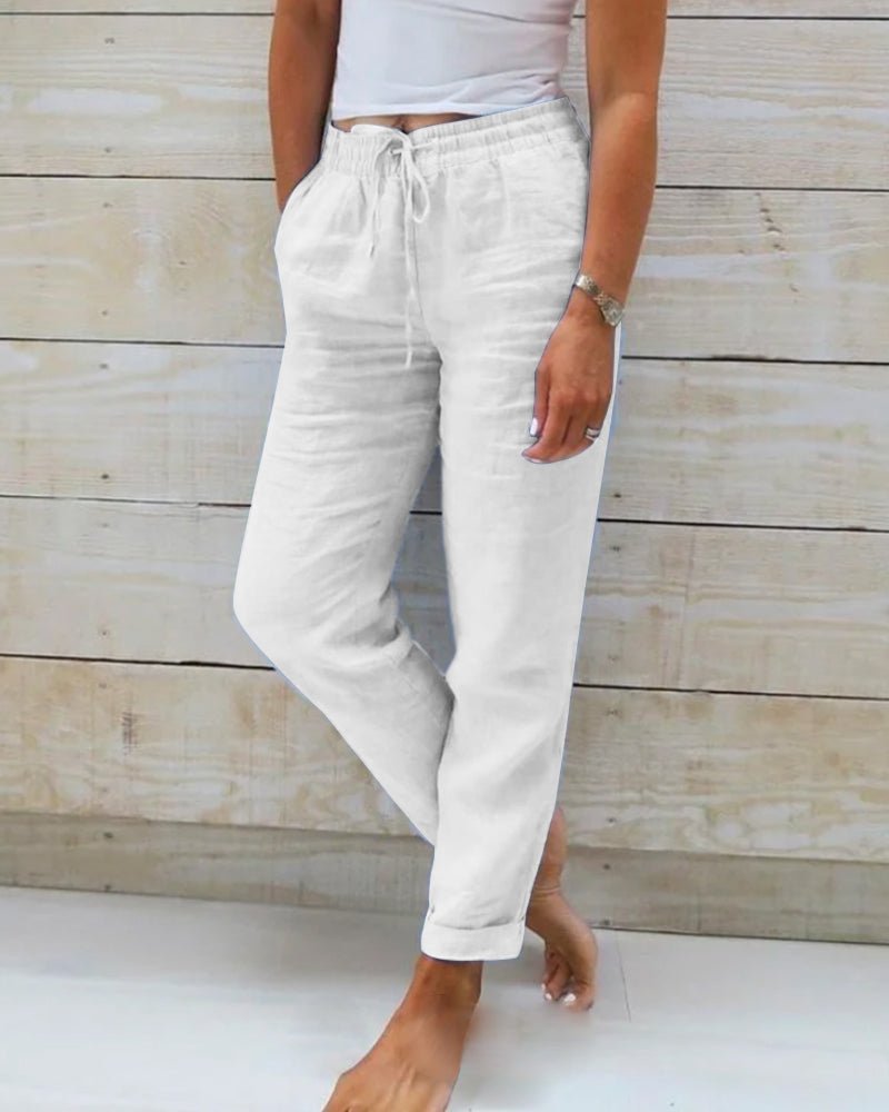 Relaxed Straight Leg Pants with Drawstring Waist