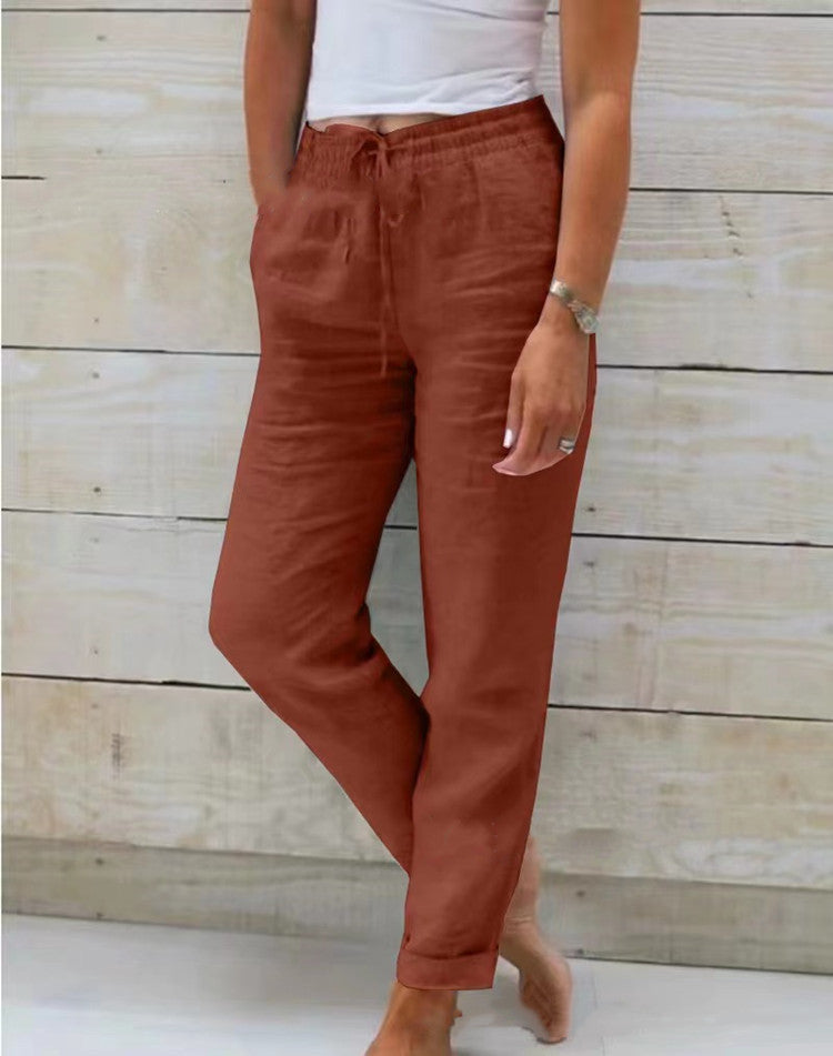 Relaxed Straight Leg Pants with Drawstring Waist