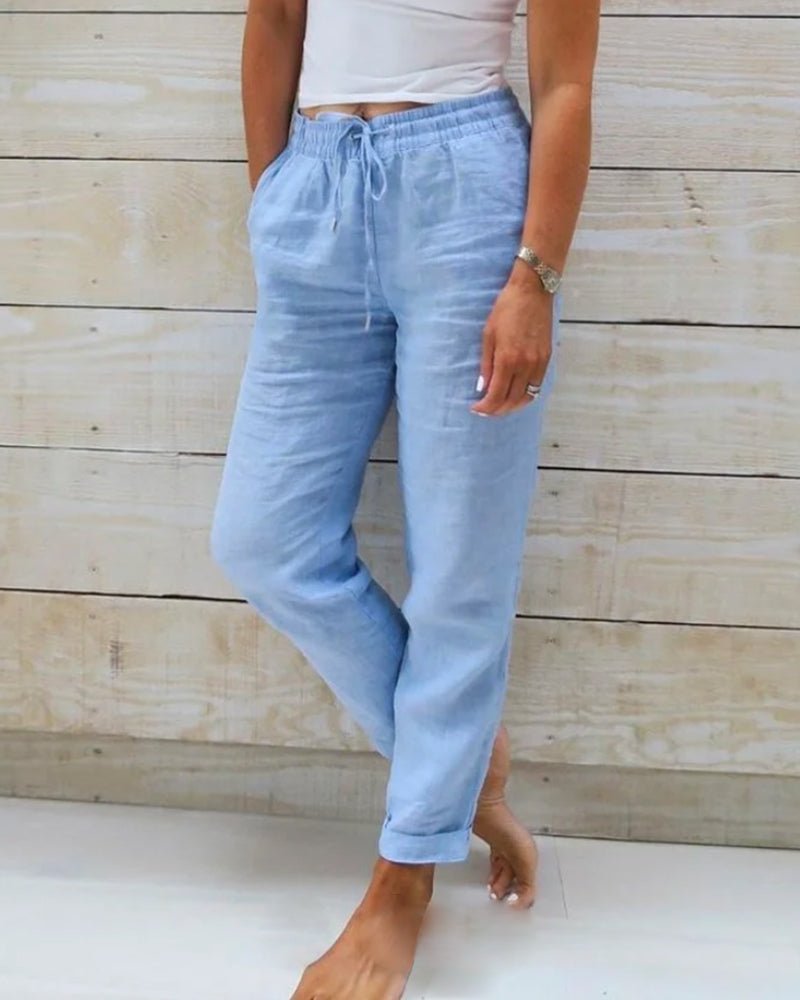 Relaxed Straight Leg Pants with Drawstring Waist