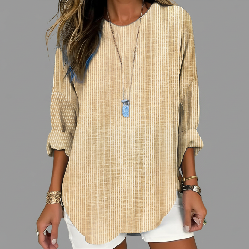 Striped Blouse with Round Neck