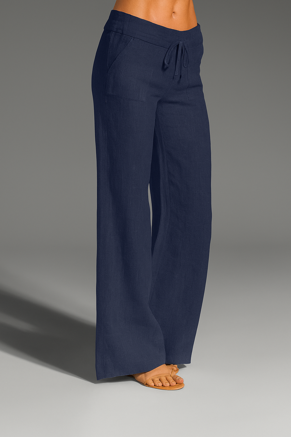 Relaxed Wide Leg Pants with Drawstring Waist