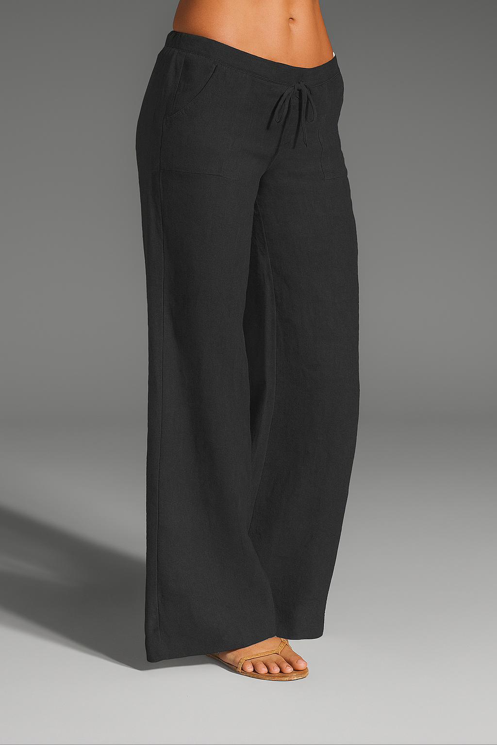 Relaxed Wide Leg Pants with Drawstring Waist