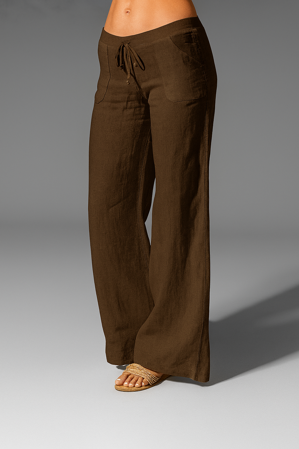 Relaxed Wide Leg Pants with Drawstring Waist