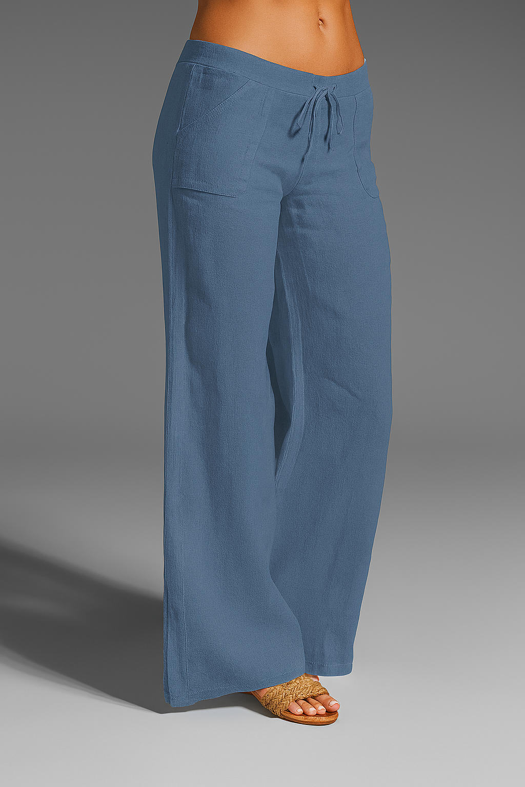 Relaxed Wide Leg Pants with Drawstring Waist