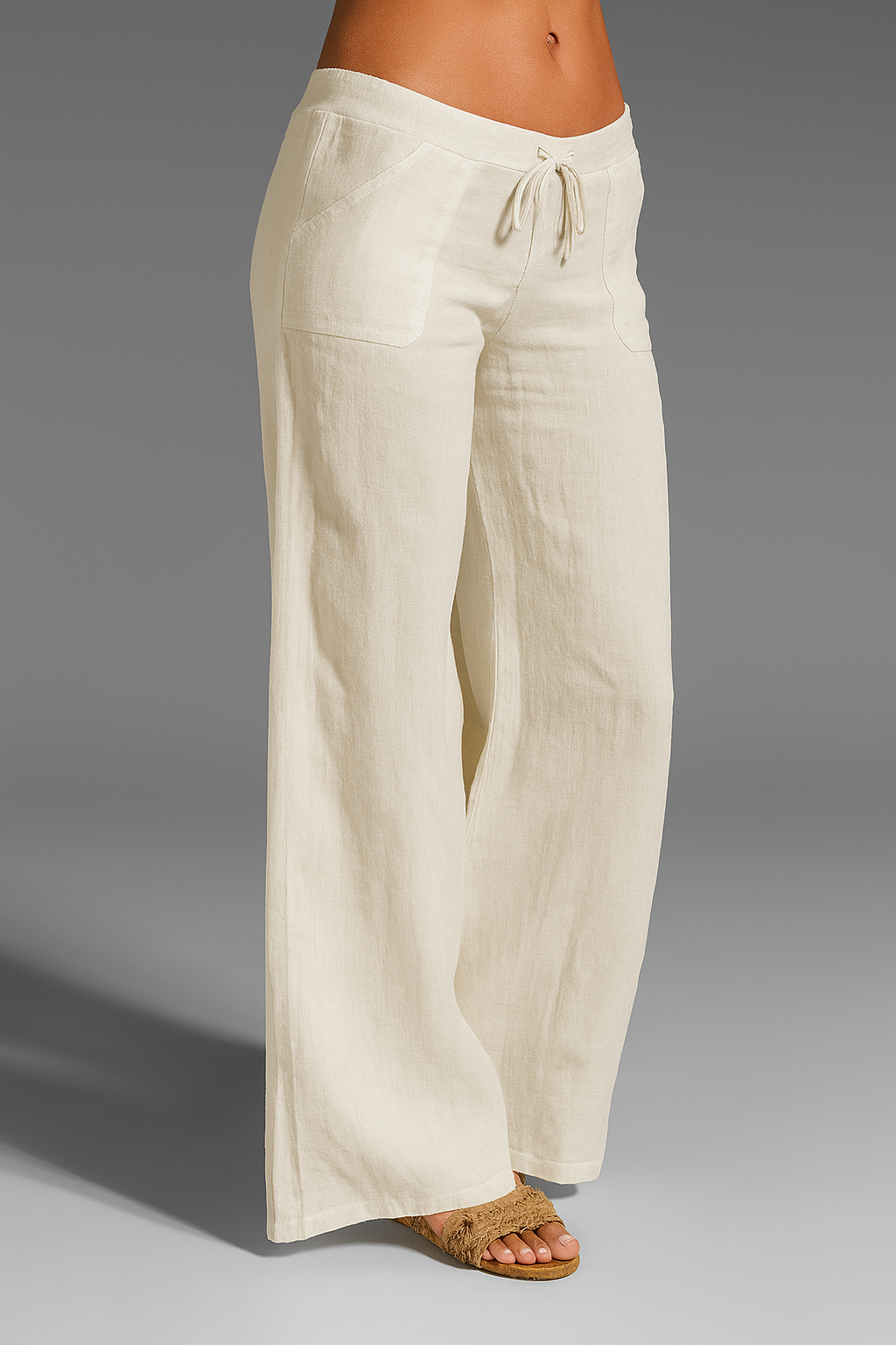 Relaxed Wide Leg Pants with Drawstring Waist