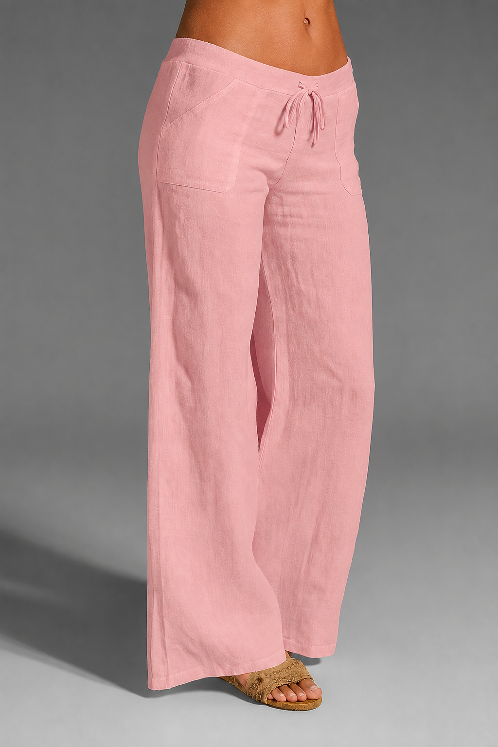 Relaxed Wide Leg Pants with Drawstring Waist