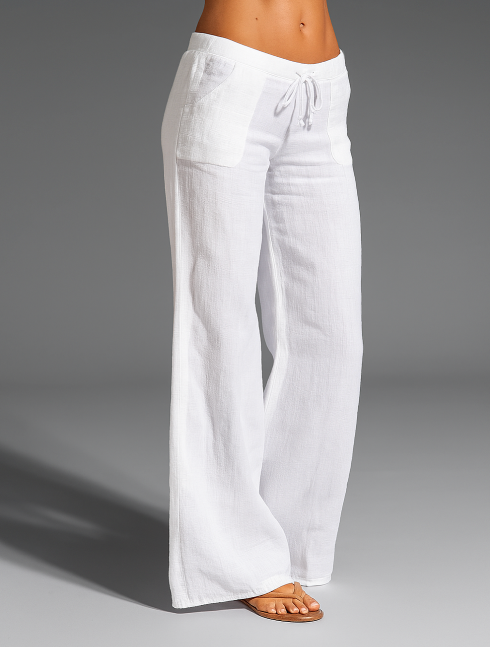 Relaxed Wide Leg Pants with Drawstring Waist