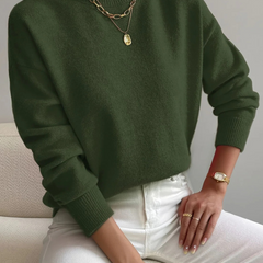 Mock Neck Ribbed Knit Sweater - Green