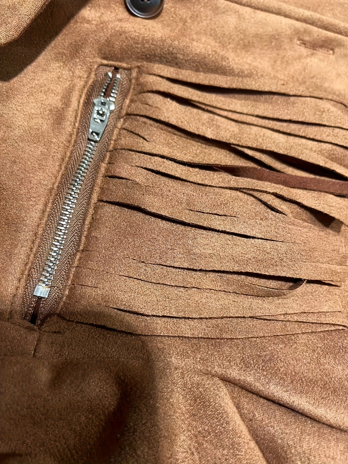 Western Fringe Jacket with Zip Chest Pockets