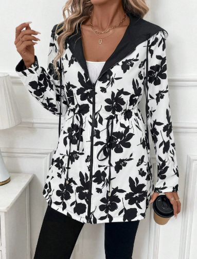 Reversible Longline Coat with Leopard Print Side