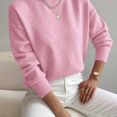 Mock Neck Ribbed Knit Sweater - Pink