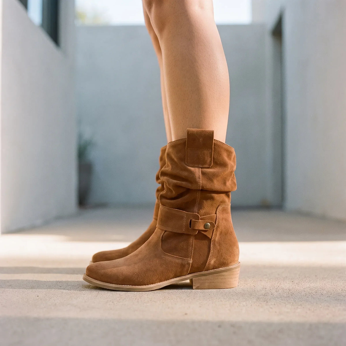 Casual Slouchy Comfort Mid-Calf Boots