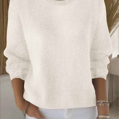 Wide Sleeve Round Neck Sweater - Cream