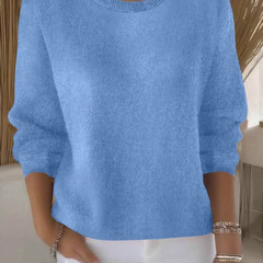 Wide Sleeve Round Neck Sweater - Light Blue