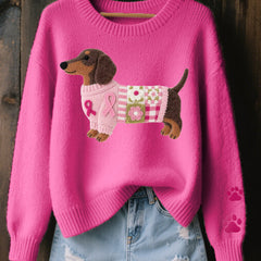 Dachshund Sweater - Dark Pink