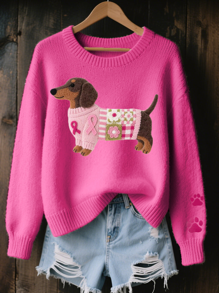 Dachshund Sweater - Dark Pink