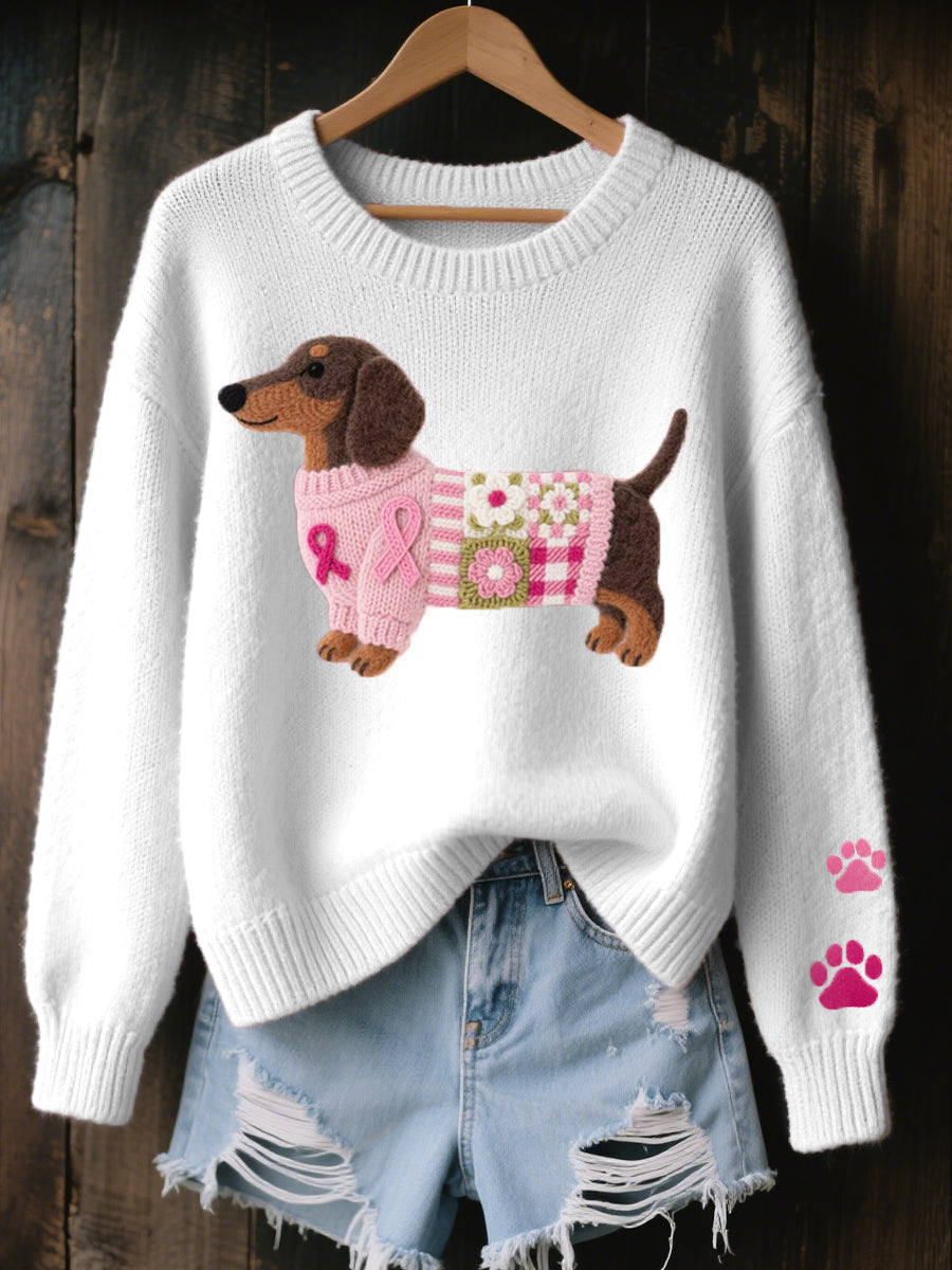 Dachshund Sweater - White