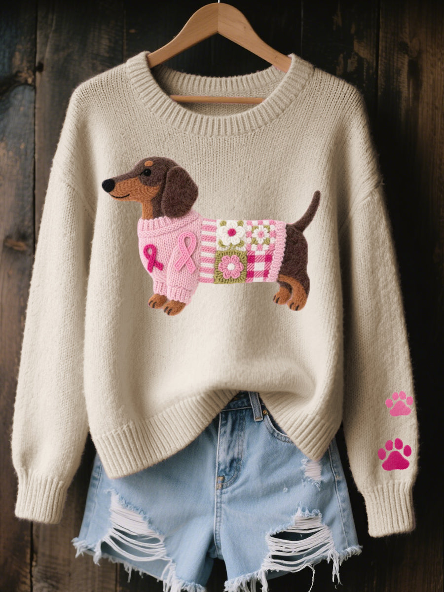 Dachshund Sweater - Beige