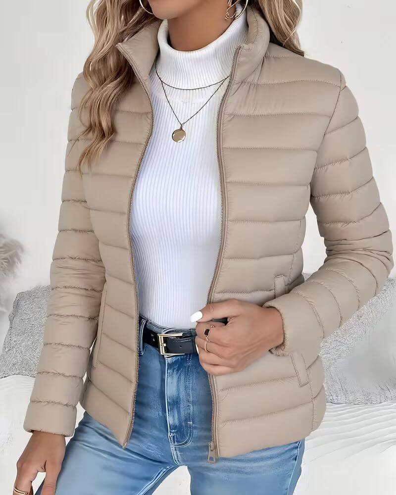 Lightweight Quilted Jacket with Stand Collar