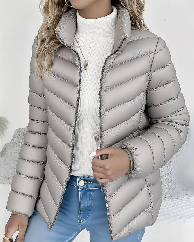 Lightweight Quilted Jacket with Stand Collar