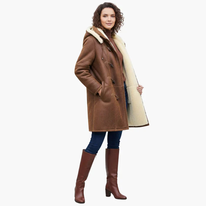 Hooded Toggle Coat with Plush Teddy Lining