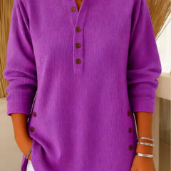Henley Ribbed Tunic - Purple