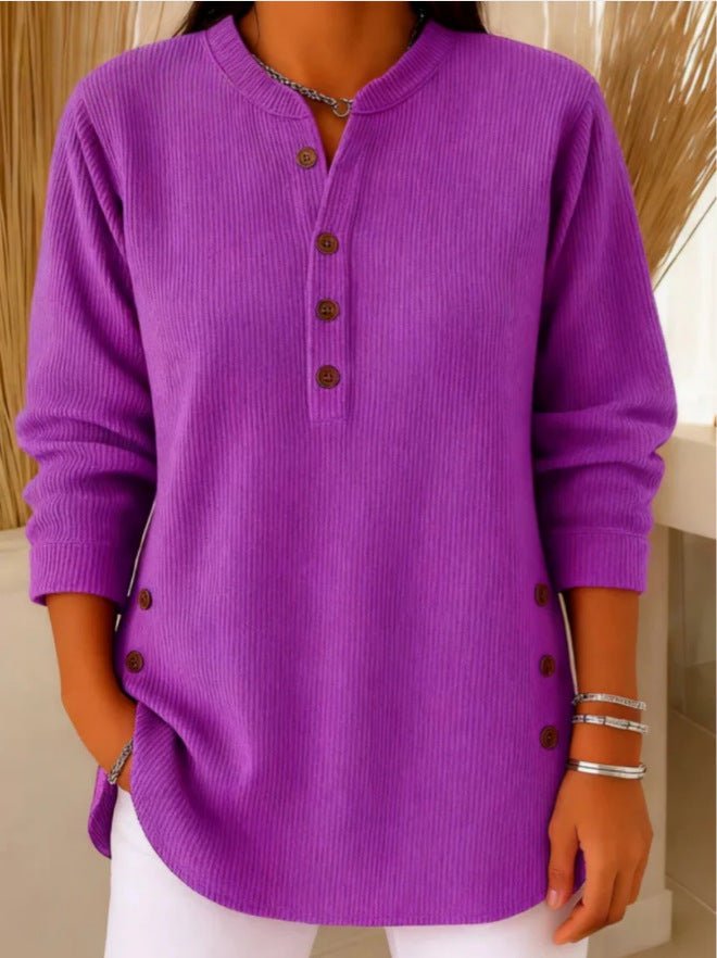 Henley Ribbed Tunic - Purple