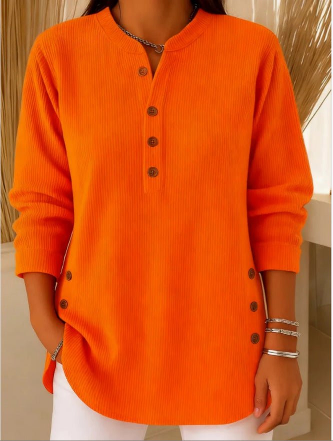Henley Ribbed Tunic - Orange
