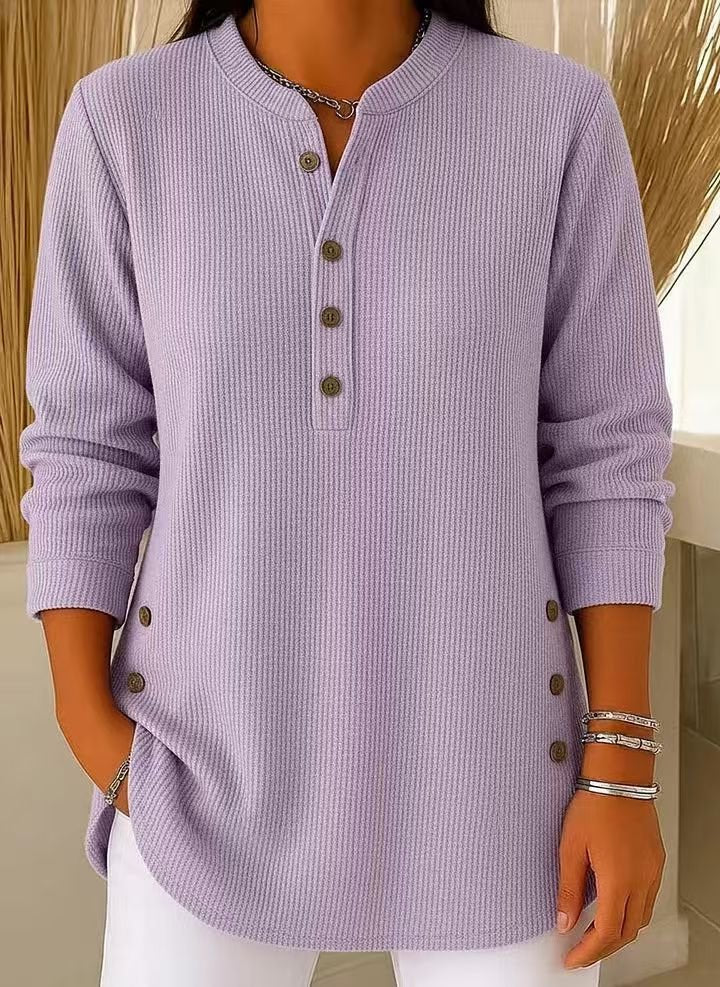 Henley Ribbed Tunic - Lavender